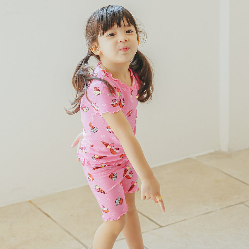 Short sleeve shirring ice cream