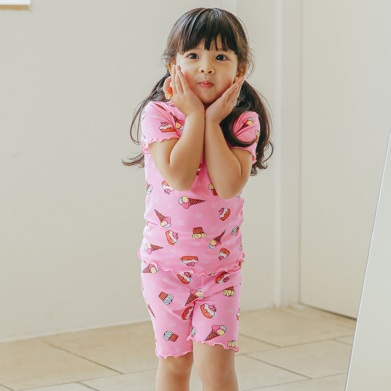 Short sleeve shirring ice cream