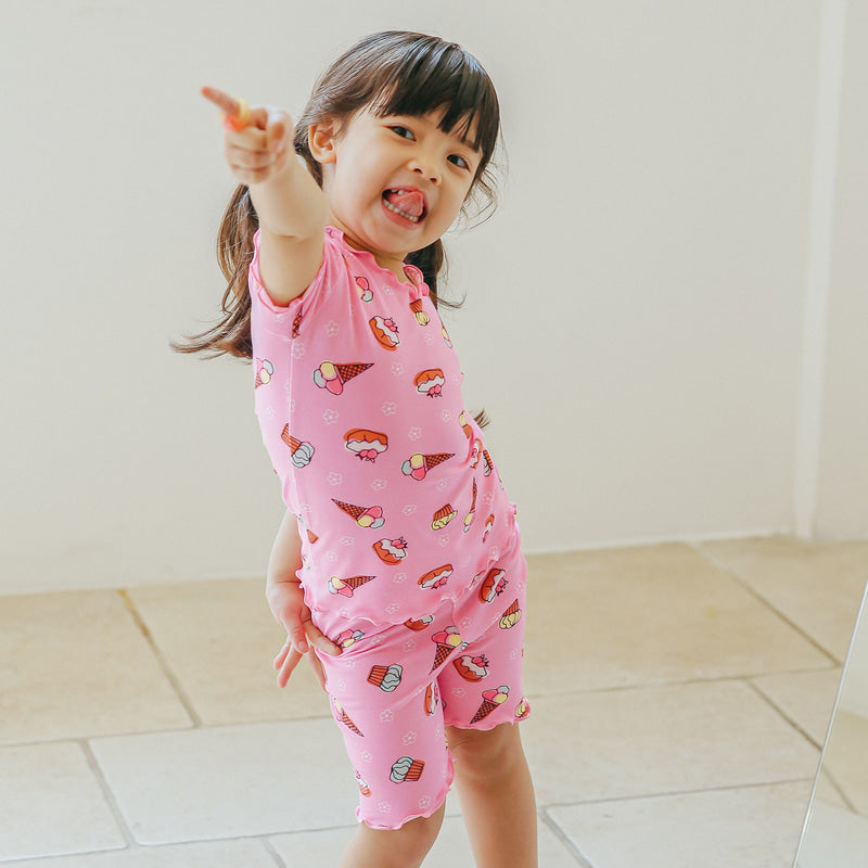 Short sleeve shirring ice cream