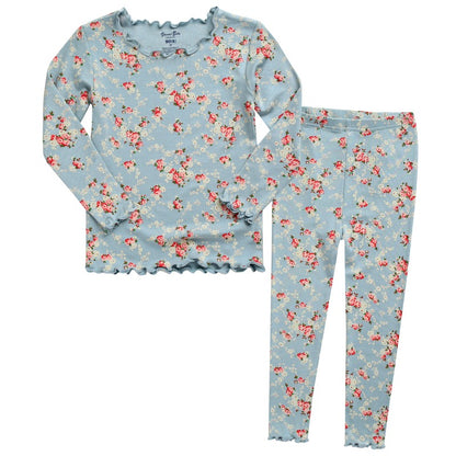 Shirring Flower Mint Long Sleeve
