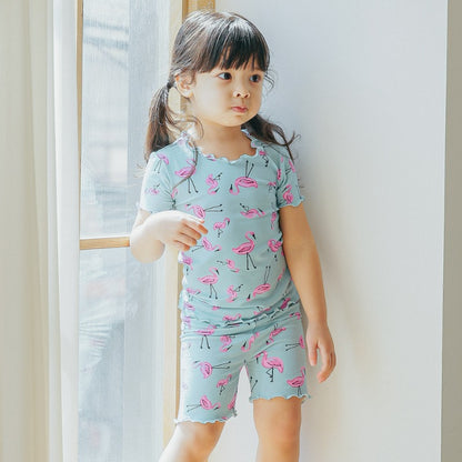 Short sleeve shirring flamingo