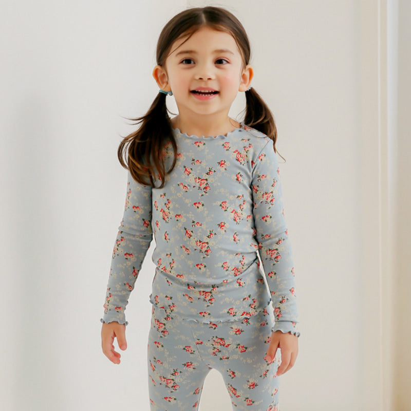 Shirring Flower Mint Long Sleeve