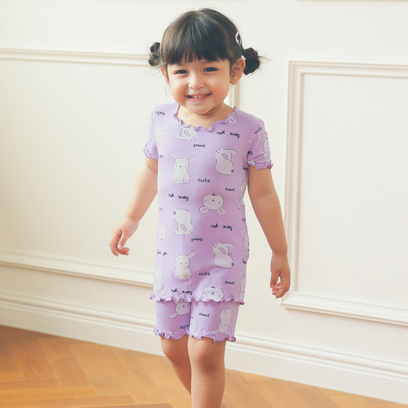 Purple Rabbit Short Sleeved Shirring