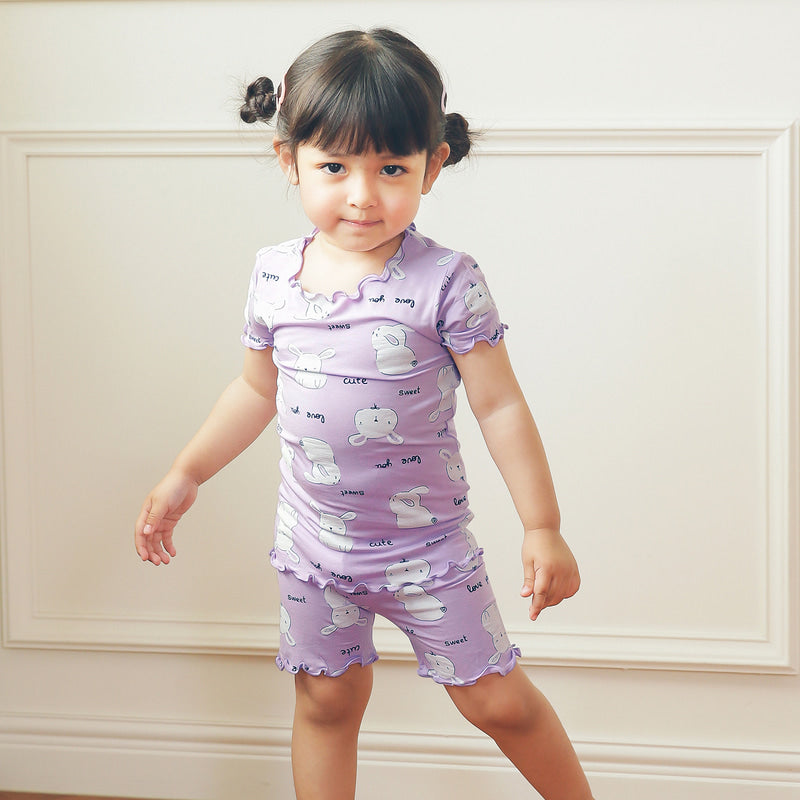Purple Rabbit Short Sleeved Shirring