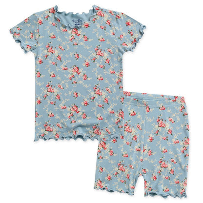 Short-sleeved flower shirring