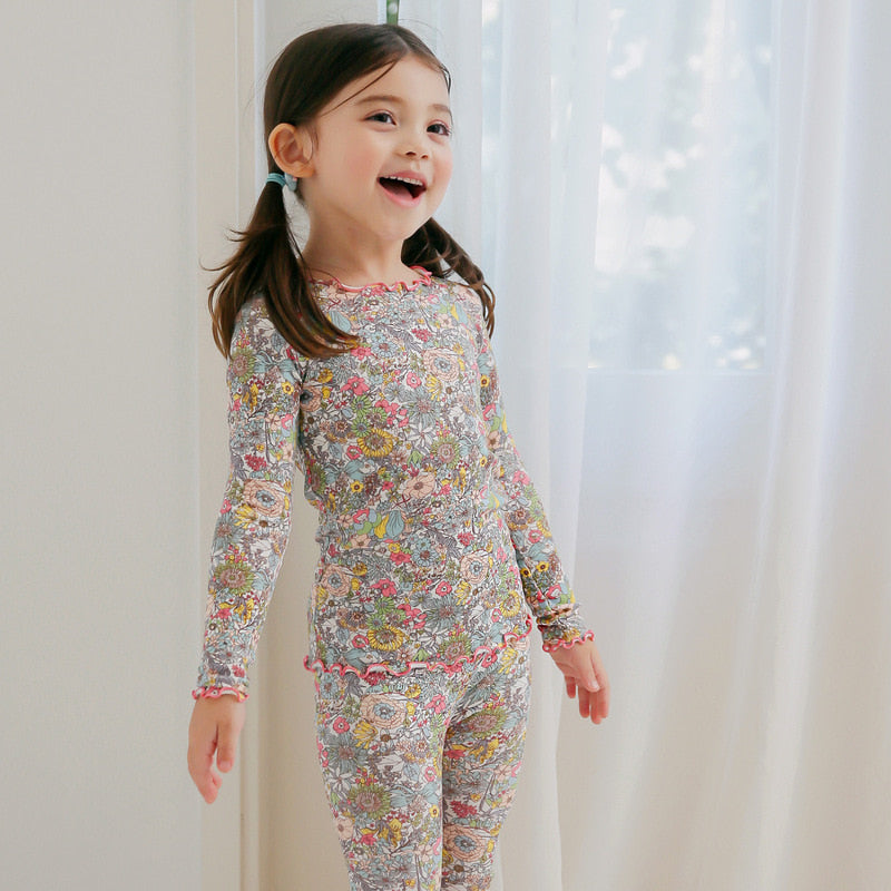 Shirring Floral Long Sleeve