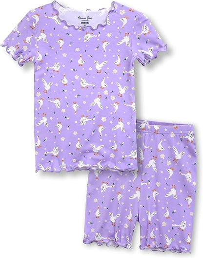 Short sleeve shirring purple duck