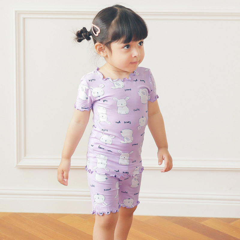 Purple Rabbit Short Sleeved Shirring