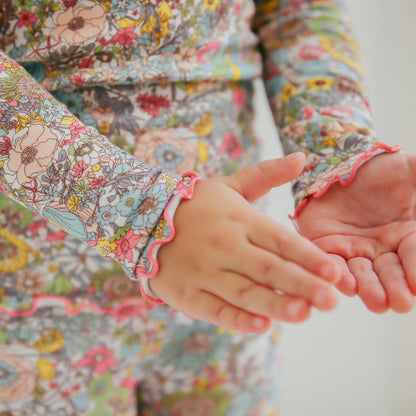 Shirring Floral Long Sleeve