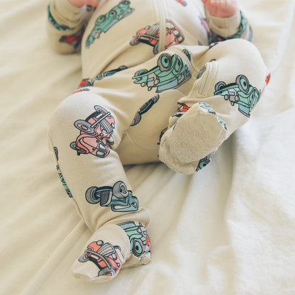 Retro Car Modal Footed Pajama