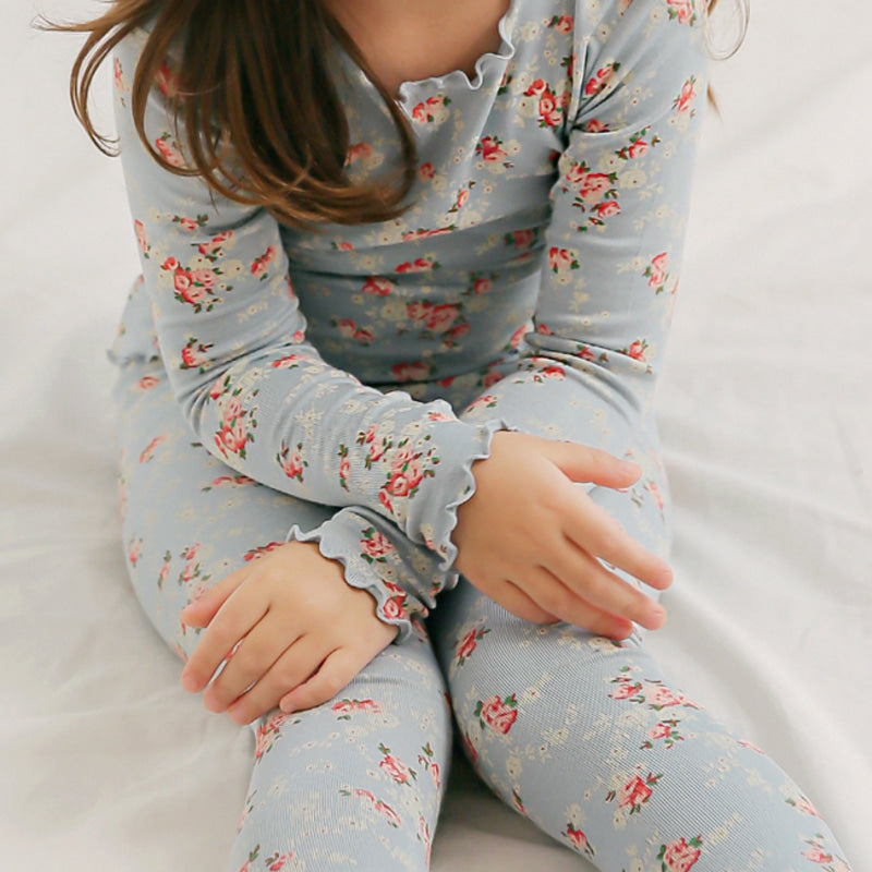 Shirring Flower Mint Long Sleeve