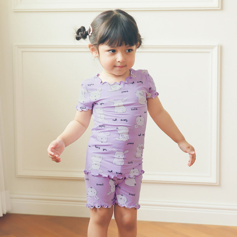Purple Rabbit Short Sleeved Shirring