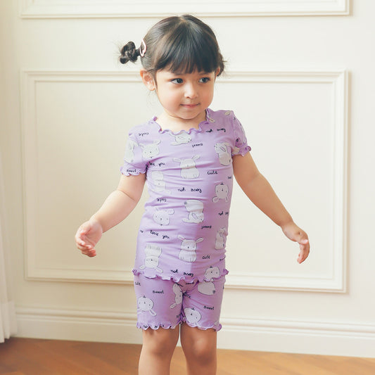 Purple Rabbit Short Sleeved Shirring