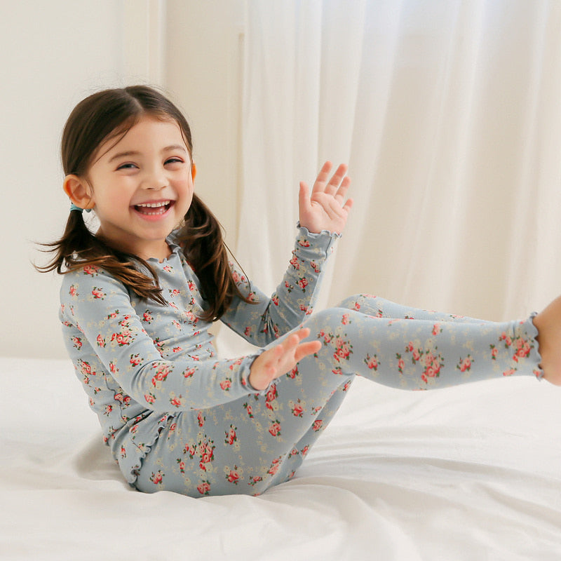 Shirring Flower Mint Long Sleeve