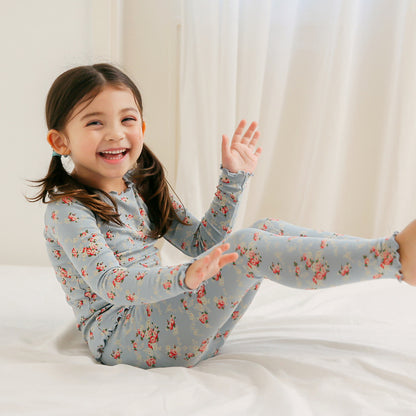 Shirring Flower Mint Long Sleeve