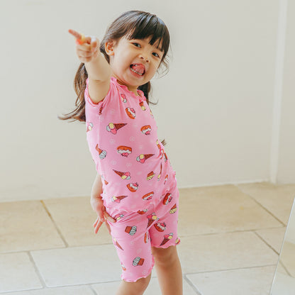 Short sleeve shirring ice cream