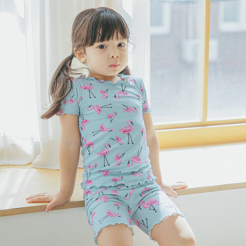 Short sleeve shirring flamingo